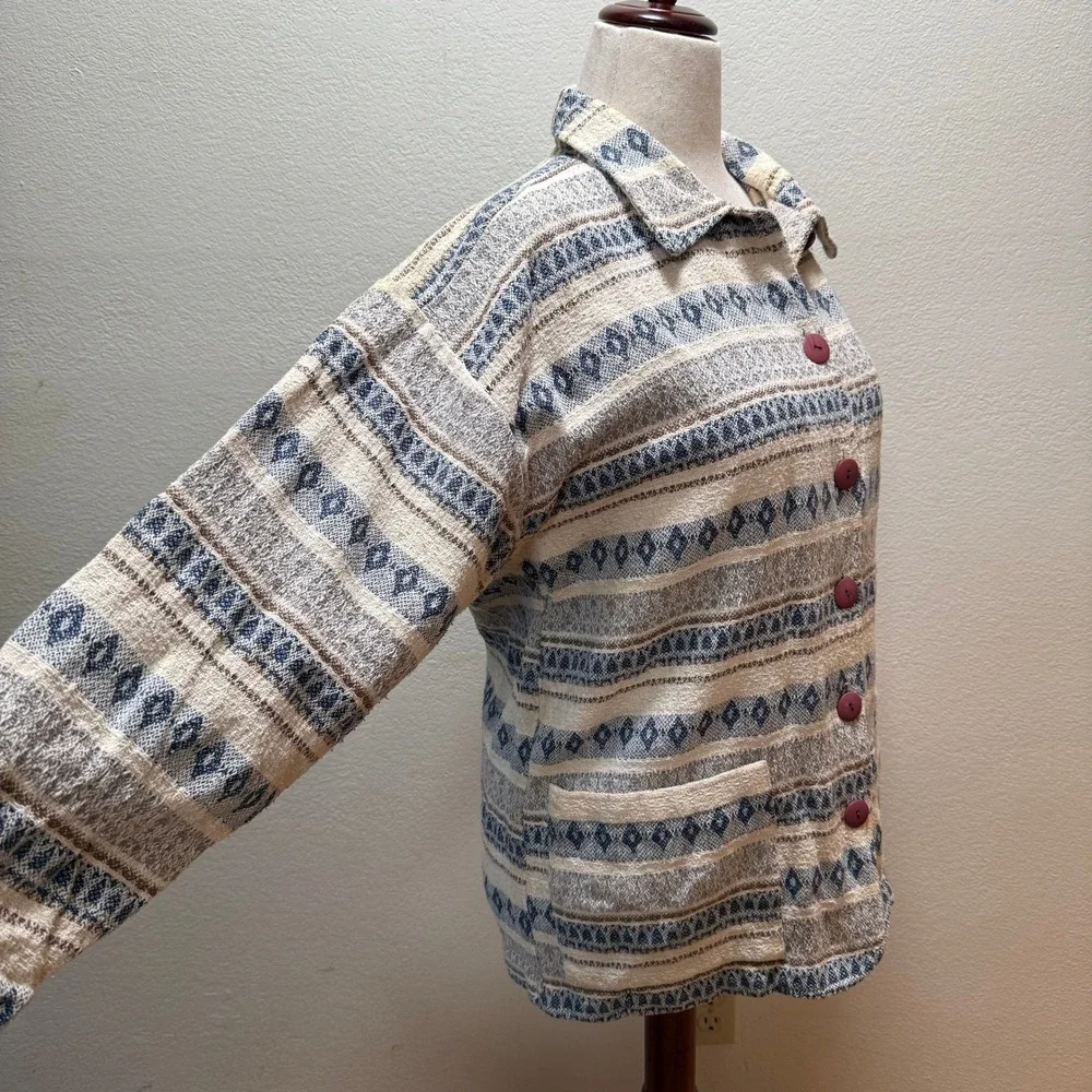 Vintage Streetwear Western Southwest‎ Tribal Print Textured Shirt Jacket Size L
